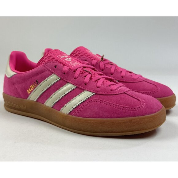 adidas Originals Gazelle Indoor Womens 8.5 Pink White Shoes Sneakers Low JR1356 - Picture 2 of 9